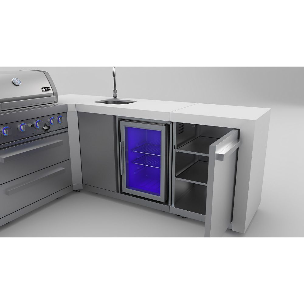 Mont Alpi 805 Deluxe island with 90 degree corner and beverage center - Upper Livin