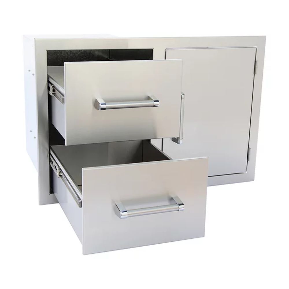 KoKoMo Grills Outdoor Kitchen Stainless Steel Two Drawer - Upper Livin