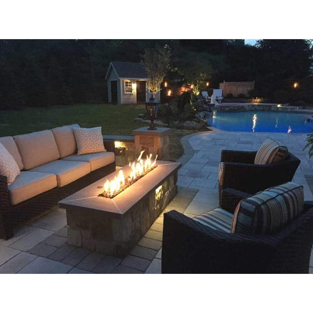 HPC 48" RTF SST Torpedo Rectangle Enclosure Trough Burner Fire Pit Kit - Upper Livin