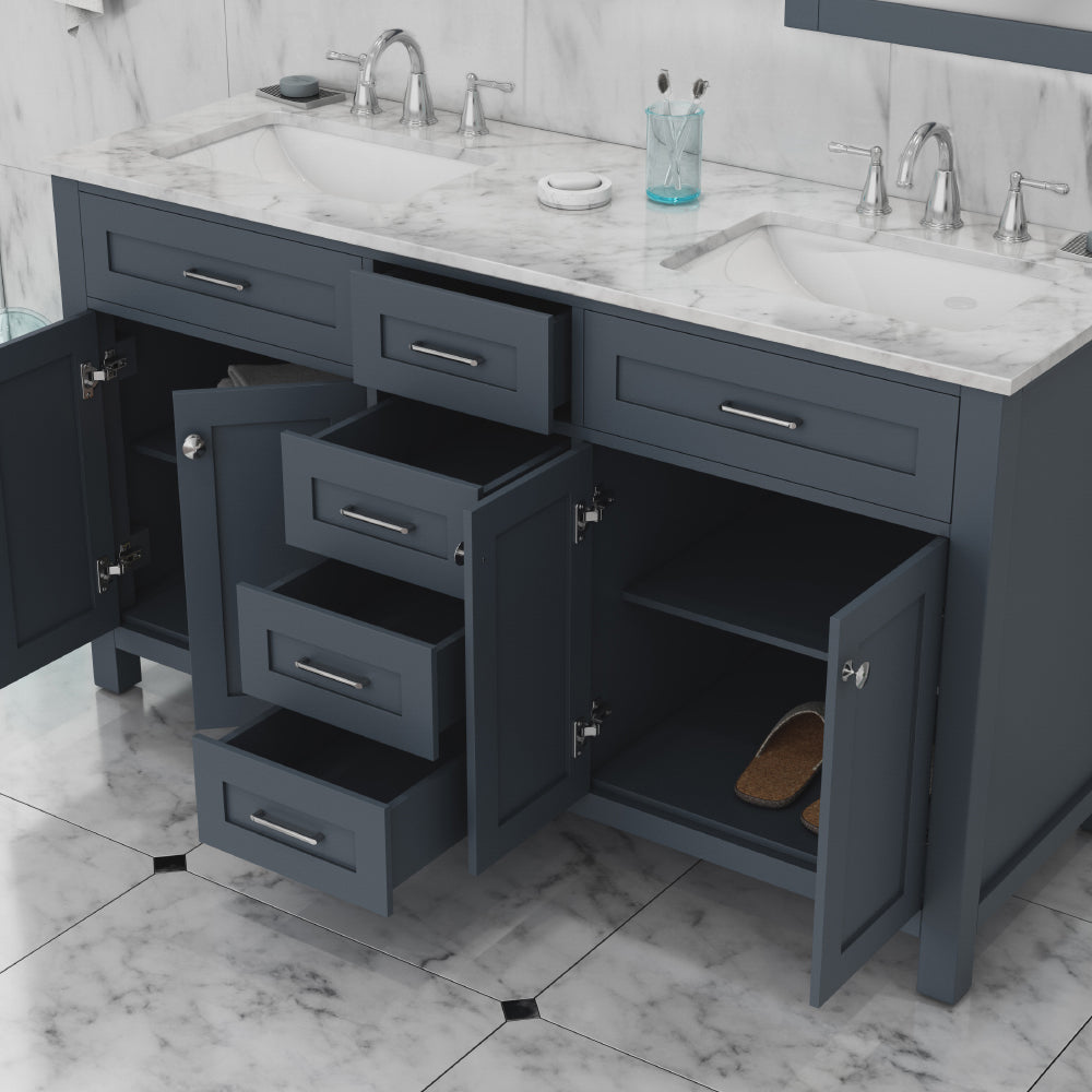 Alya Bath 60" Norwalk Double Bathroom Vanity Cabinet - Upper Livin