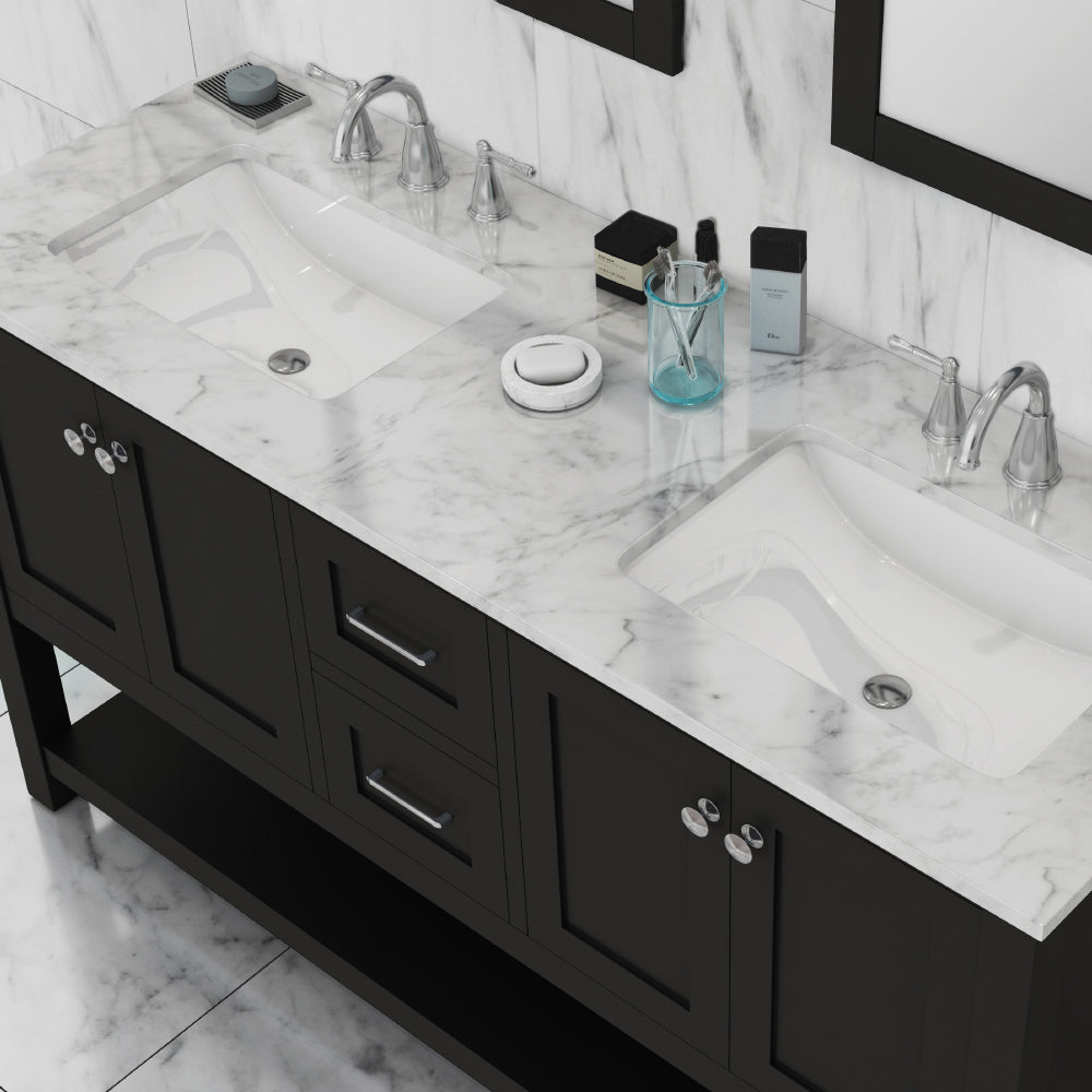 Alya Bath 60" Wilmington Double Bathroom Vanity Cabinet - Upper Livin