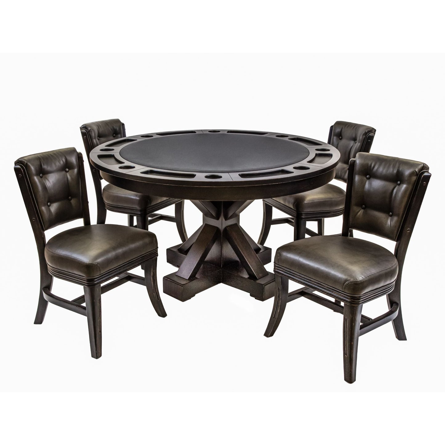 Darafeev Trestle 2 Way 54″ Round Poker Dining Table - Upper Livin