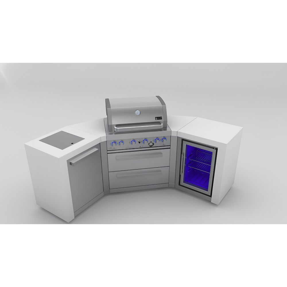 Mont Alpi 400 Deluxe Island with 45 degree corners and fridge cabinet - Upper Livin