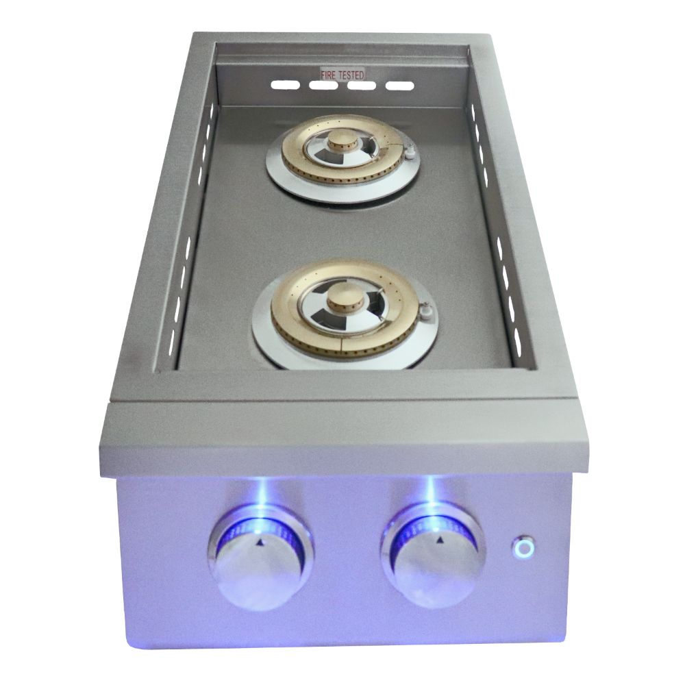 RCS Grills Premier Double Side Burner Slide in with Blue LED - Upper Livin