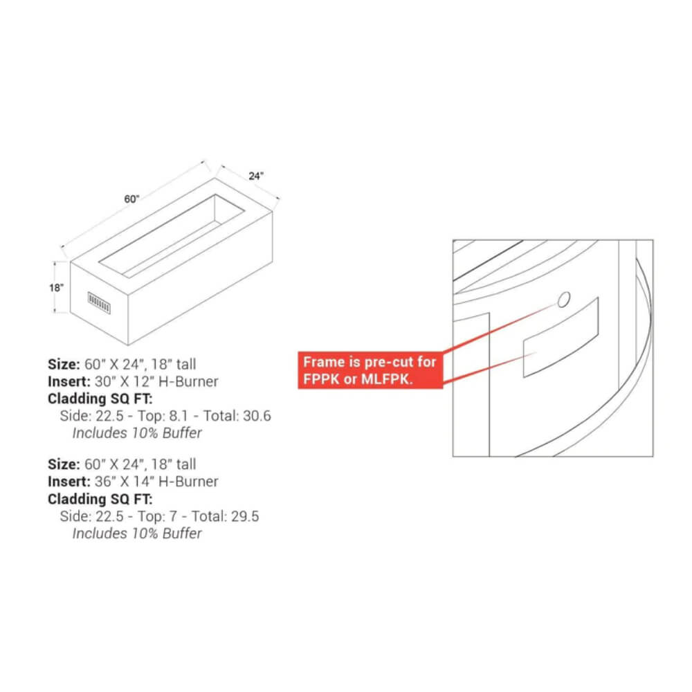 HPC 36x14" SST Torpedo Rectangle Enclosure Fire Pit Insert - Upper Livin