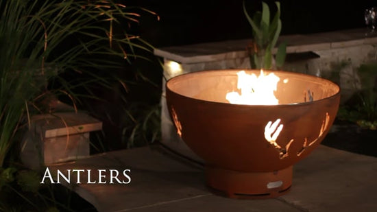 Fire Pit Art Antlers 36" Handcrafted Carbon Steel Gas Fire Pit - Upper Livin