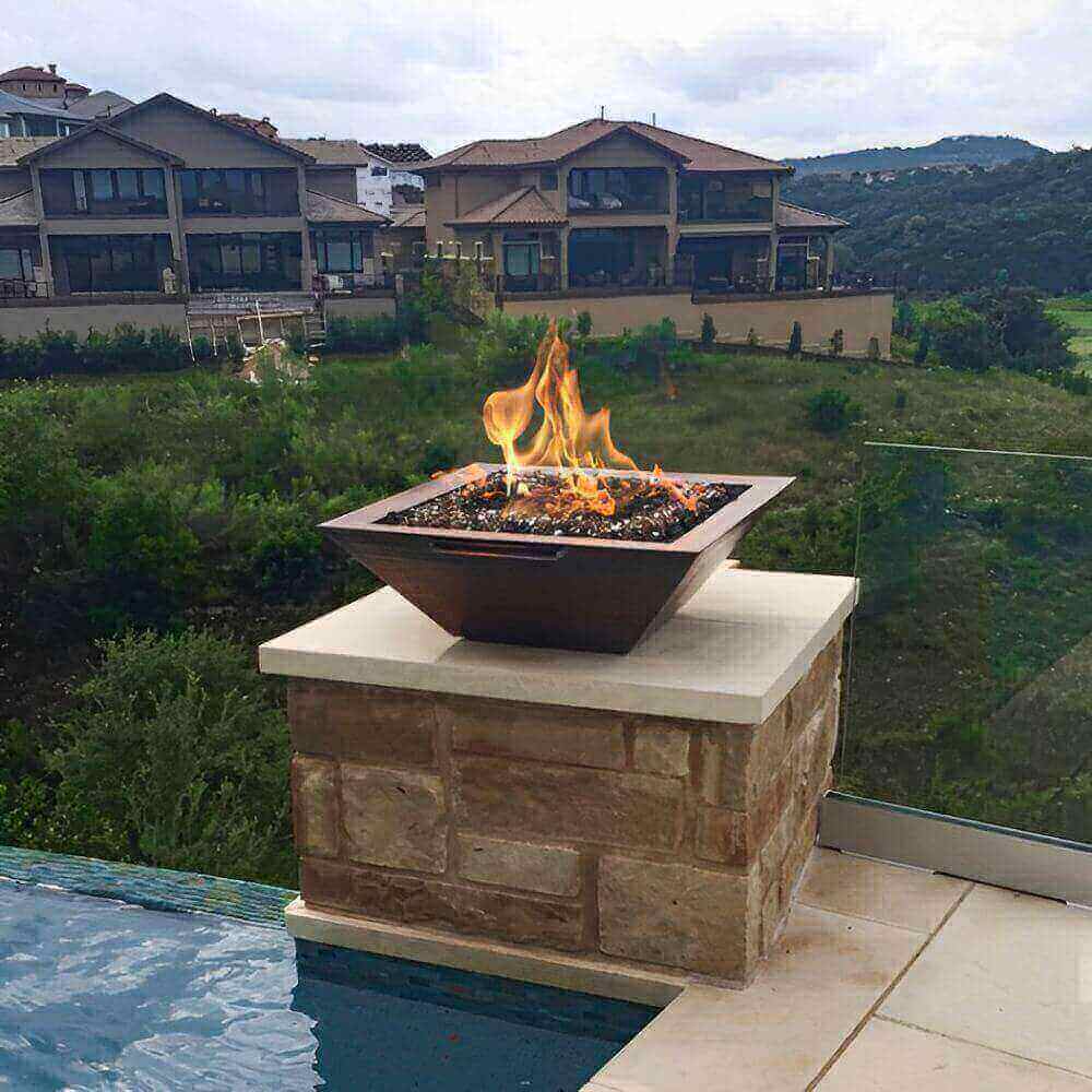 The Outdoor Plus Maya Hammered Copper Fire & Water Bowl-Upper Livin