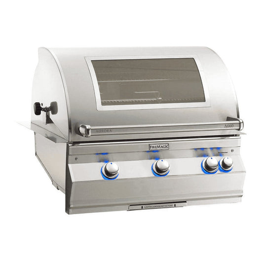 Fire Magic Aurora A660i 30" Built-In Gas Grill with Backburner and Rotisserie Kit - Upper Livin