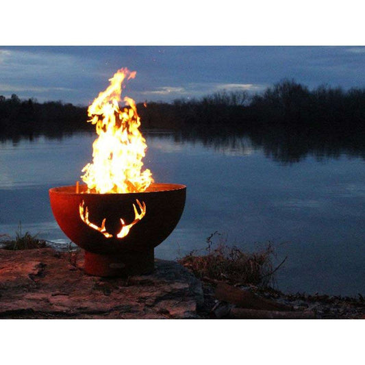 Fire Pit Art Antlers 36" Handcrafted Carbon Steel Gas Fire Pit - Upper Livin