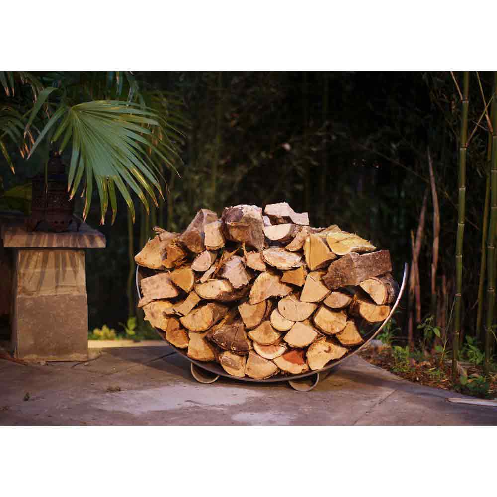 Fire Pit Art Crescent Log Rack Stainless Steel - Upper Livin