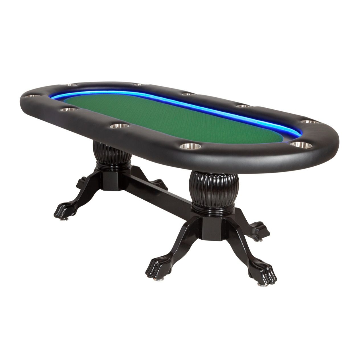 BBO Poker Tables Elite Alpha LED Black Oval Poker Table 10 Person - Upper Livin