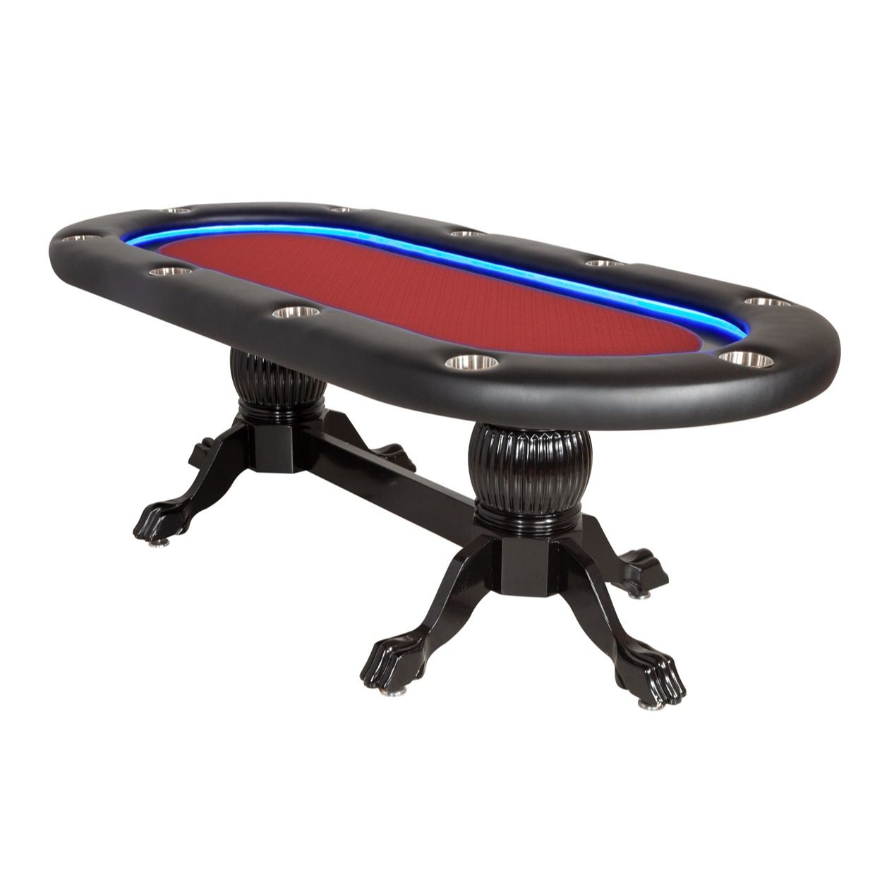 BBO Poker Tables Elite Alpha LED Black Oval Poker Table 10 Person - Upper Livin