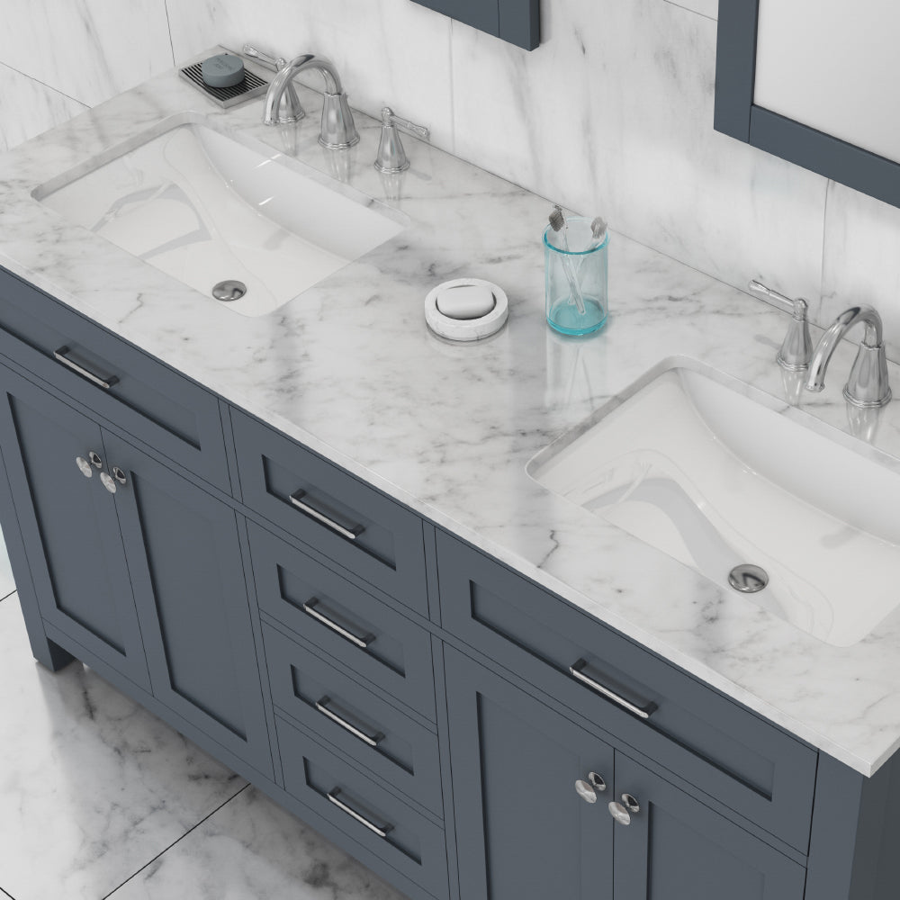 Alya Bath 60" Norwalk Double Bathroom Vanity Cabinet - Upper Livin