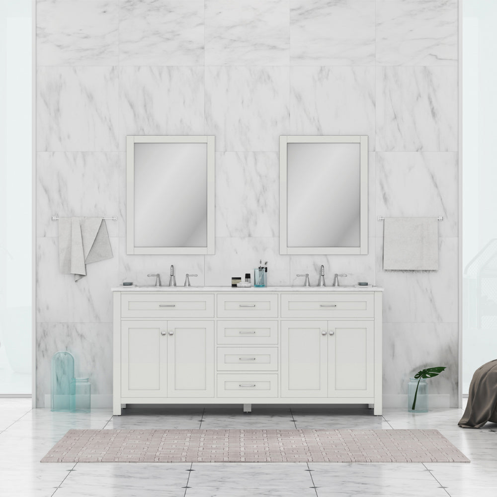 Alya Bath 72" Norwalk White Double Bathroom Vanity Cabinet - Upper Livin