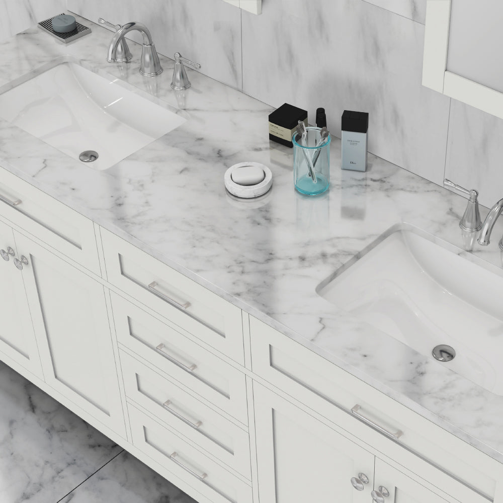 Alya Bath 72" Norwalk White Double Bathroom Vanity Cabinet - Upper Livin
