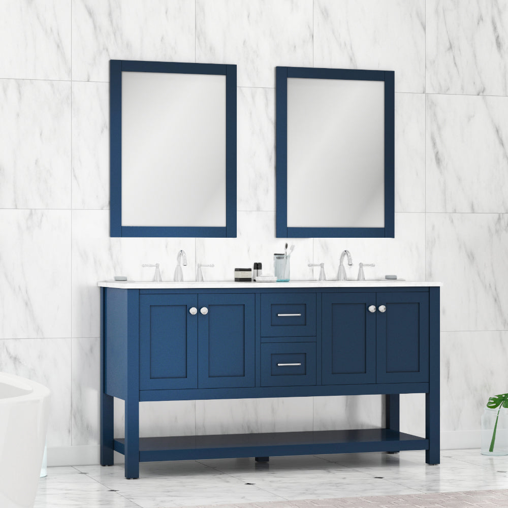 Alya Bath 60" Wilmington Double Bathroom Vanity Cabinet - Upper Livin