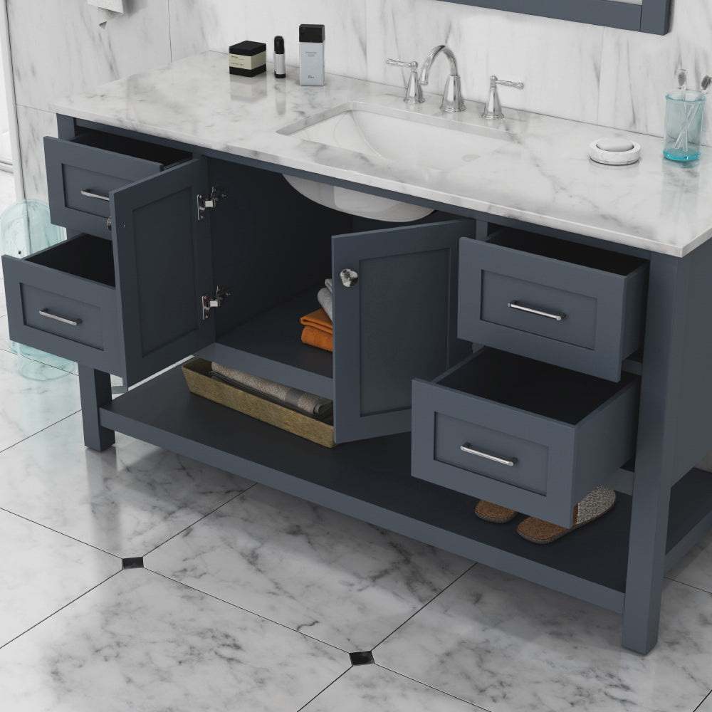 Alya Bath 60" Wilmington Single Bathroom Vanity Cabinet - Upper Livin