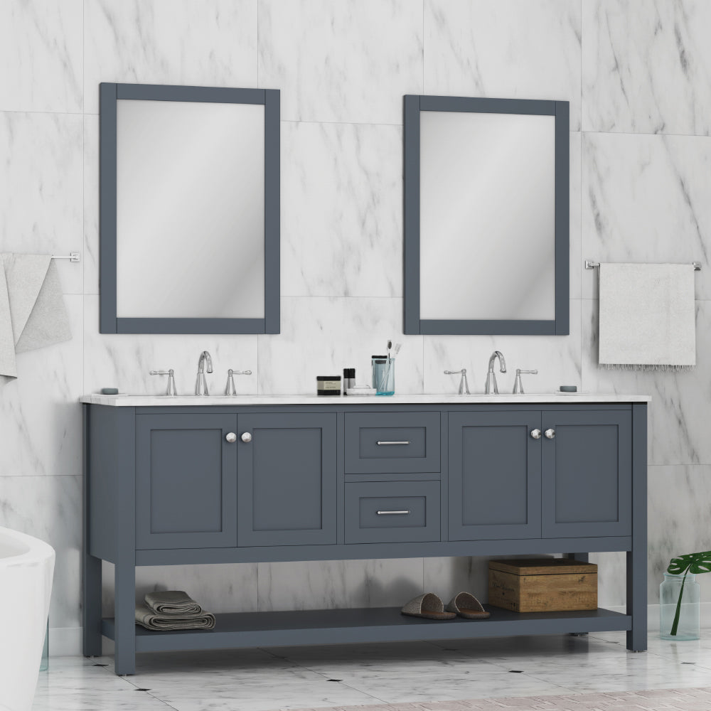 Alya Bath 72" Wilmington Double Bathroom Vanity Cabinet - Upper Livin