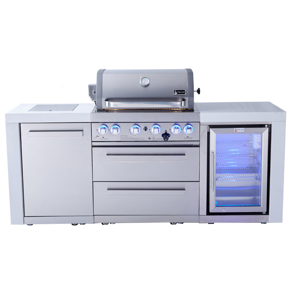 Mont Alpi 400 Grill Deluxe Island with Fridge Cabinet - Upper Livin