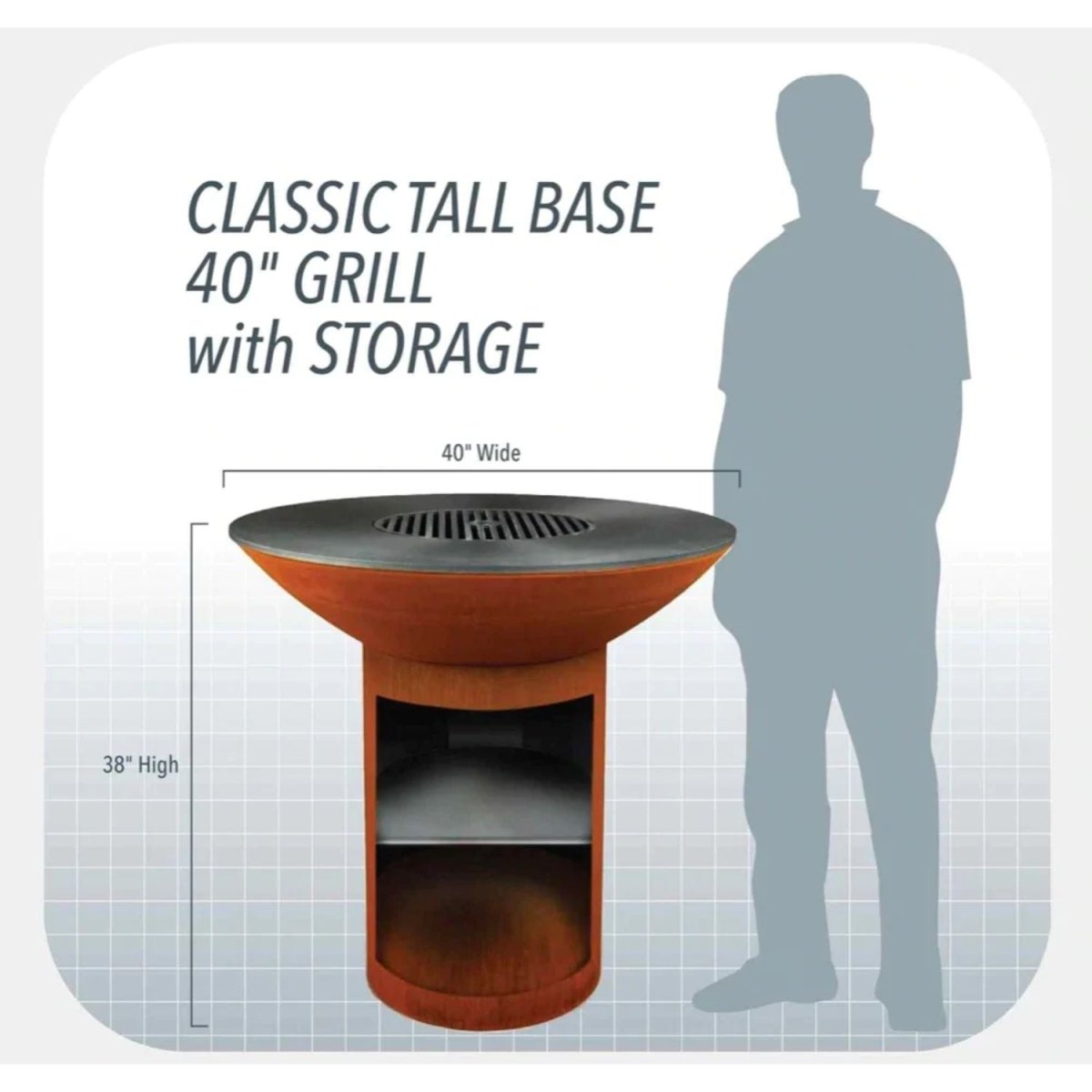 Arteflame Classic 40" Grill Black Label - Tall Round Base w/ Storage- Upper Livin