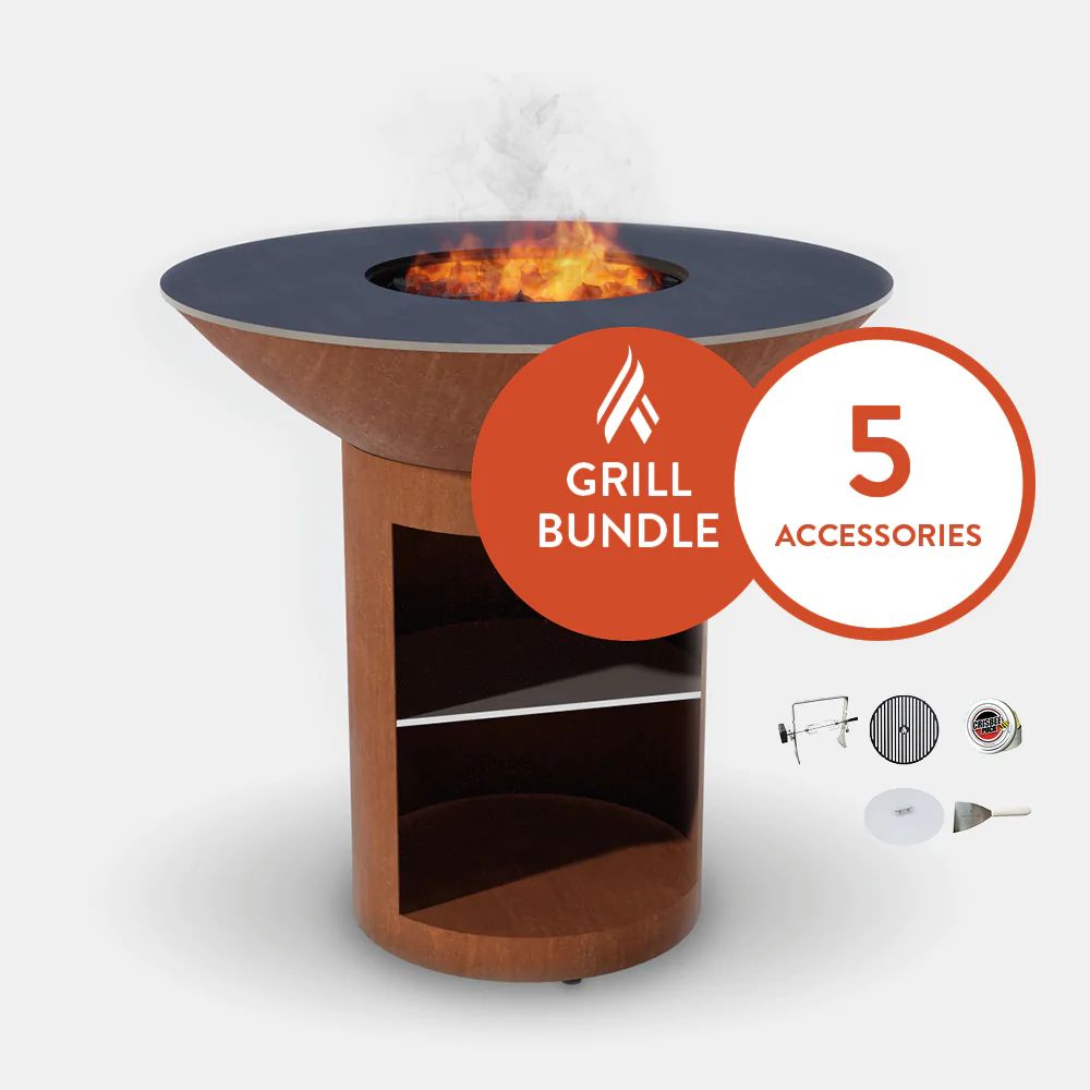 Arteflame Classic 40" Grill High Round Base with Storage Bundle - Upper Livin