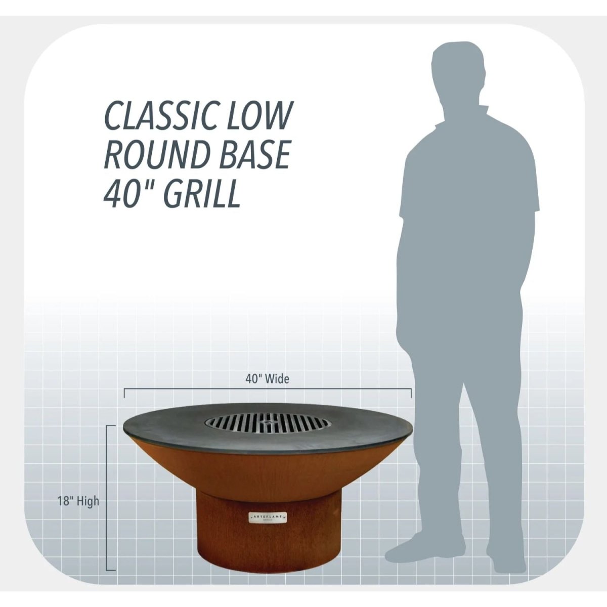 Arteflame Classic 40" Grill - Low Round Base - Upper Livin