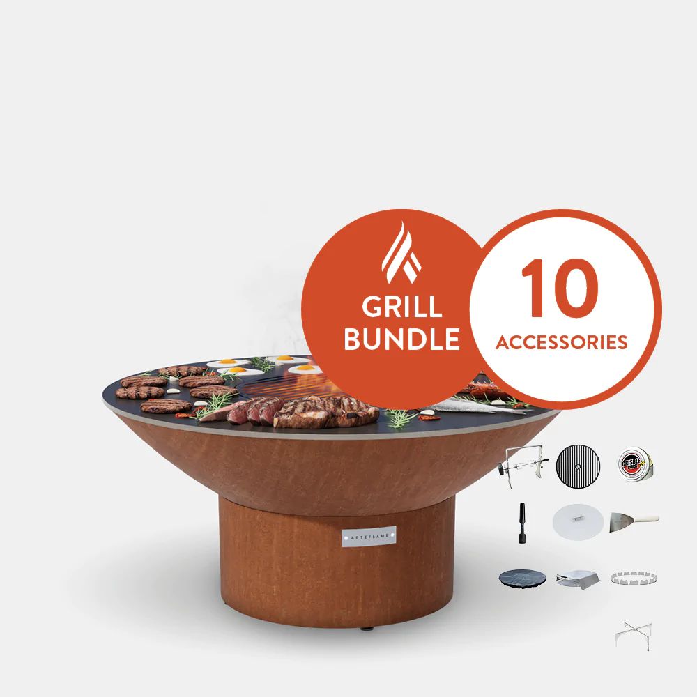 Arteflame Classic 40" Grill Low Round Base Home Chef Max Bundle - Upper Livin