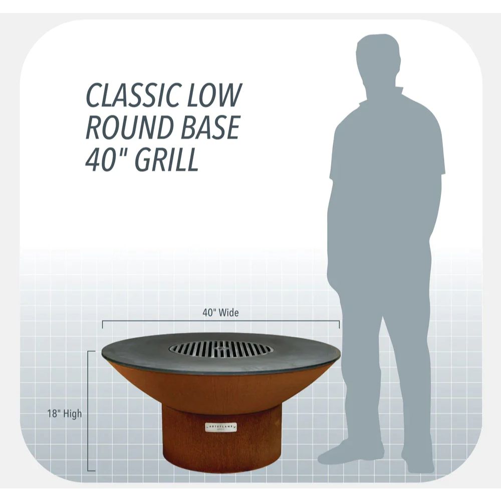 Arteflame Classic 40" Grill Low Round Base Home Chef Max Bundle - Upper Livin