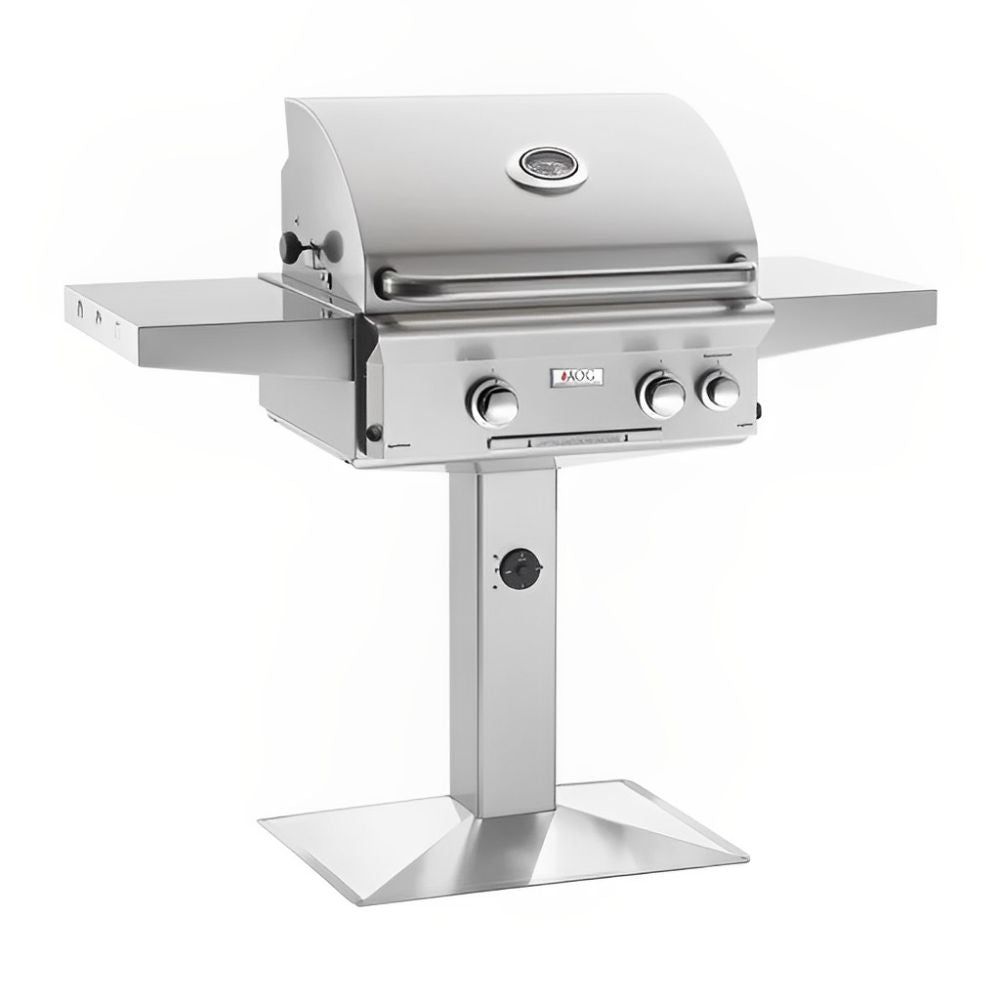 AOG 24" T-Series 2-Burner Propane Gas Grill On Pedestal w/ Rotisserie  - Upper Livin