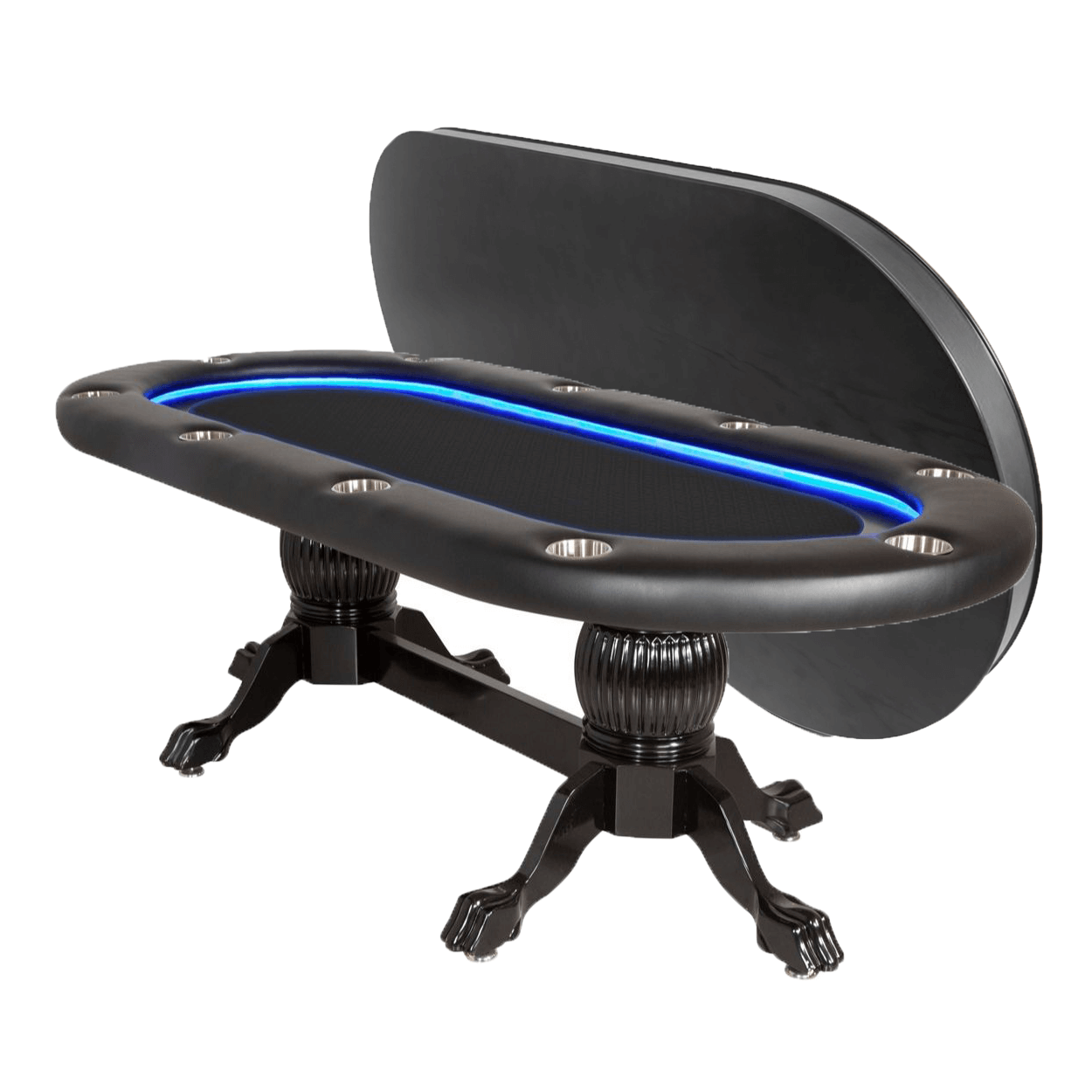 BBO Poker Tables Elite Alpha LED Black Oval Poker Table 10 Person - Upper Livin