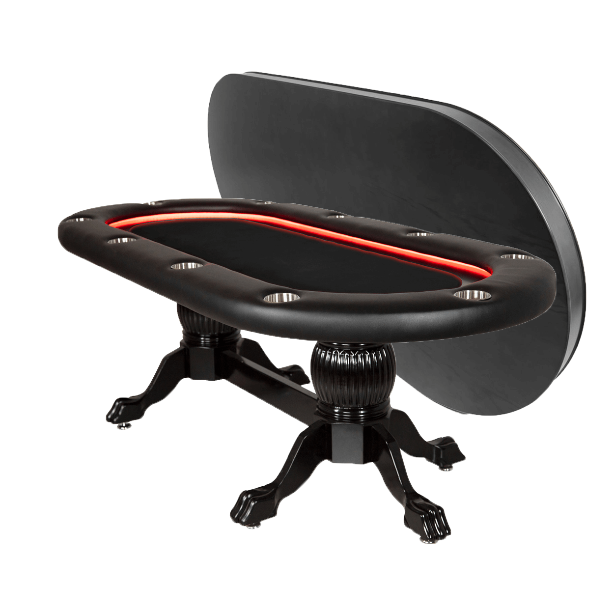 BBO Poker Tables Elite Alpha LED Black Oval Poker Table 10 Person - Upper Livin