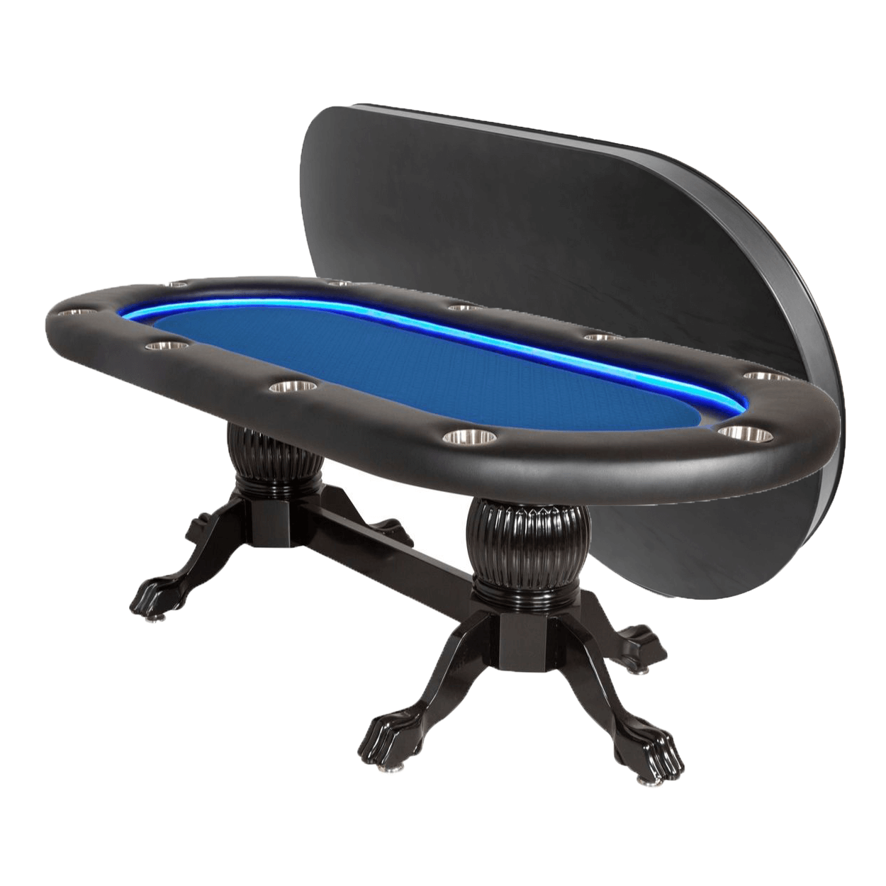 BBO Poker Tables Elite Alpha LED Black Oval Poker Table 10 Person - Upper Livin