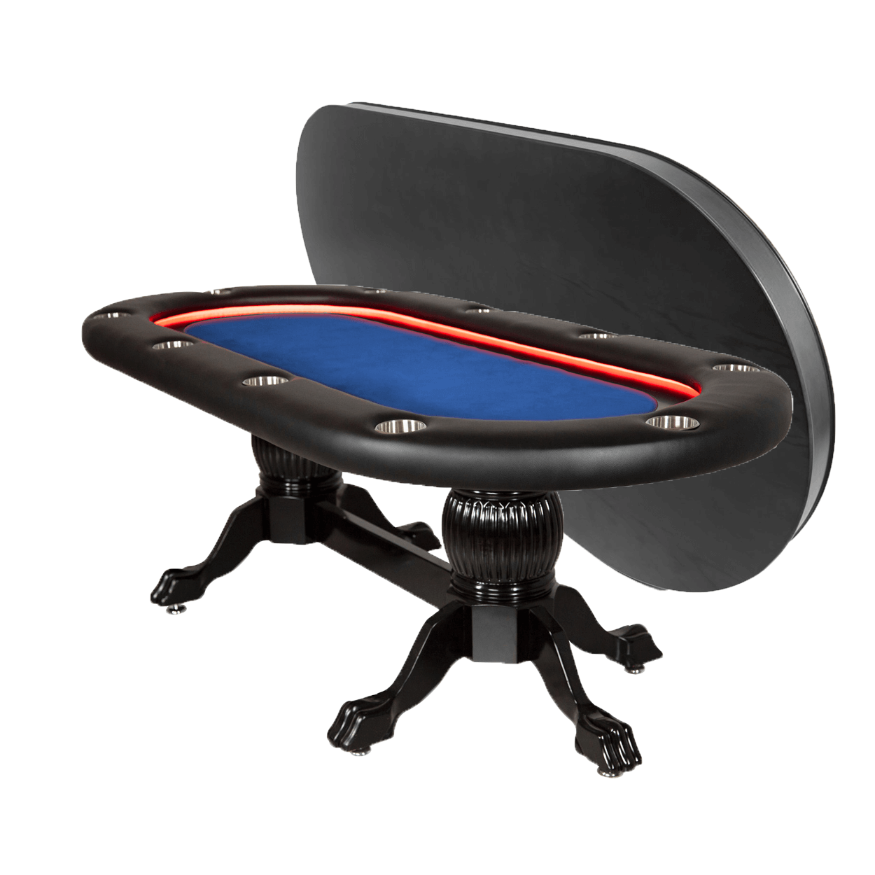 BBO Poker Tables Elite Alpha LED Black Oval Poker Table 10 Person - Upper Livin