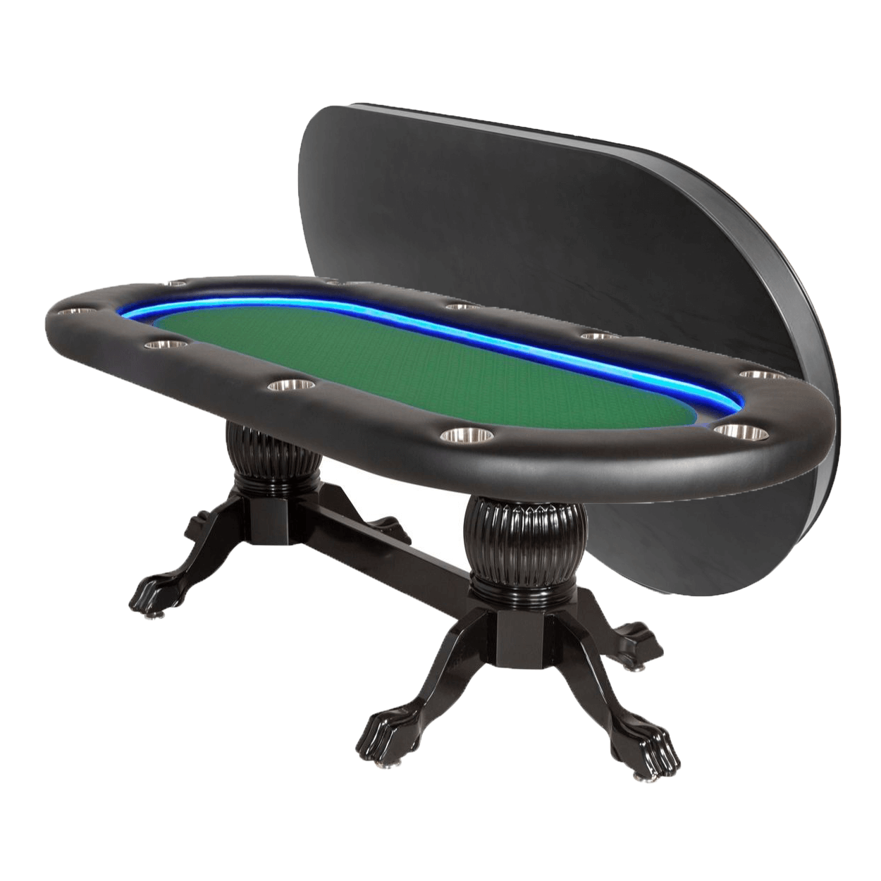 BBO Poker Tables Elite Alpha LED Black Oval Poker Table 10 Person - Upper Livin