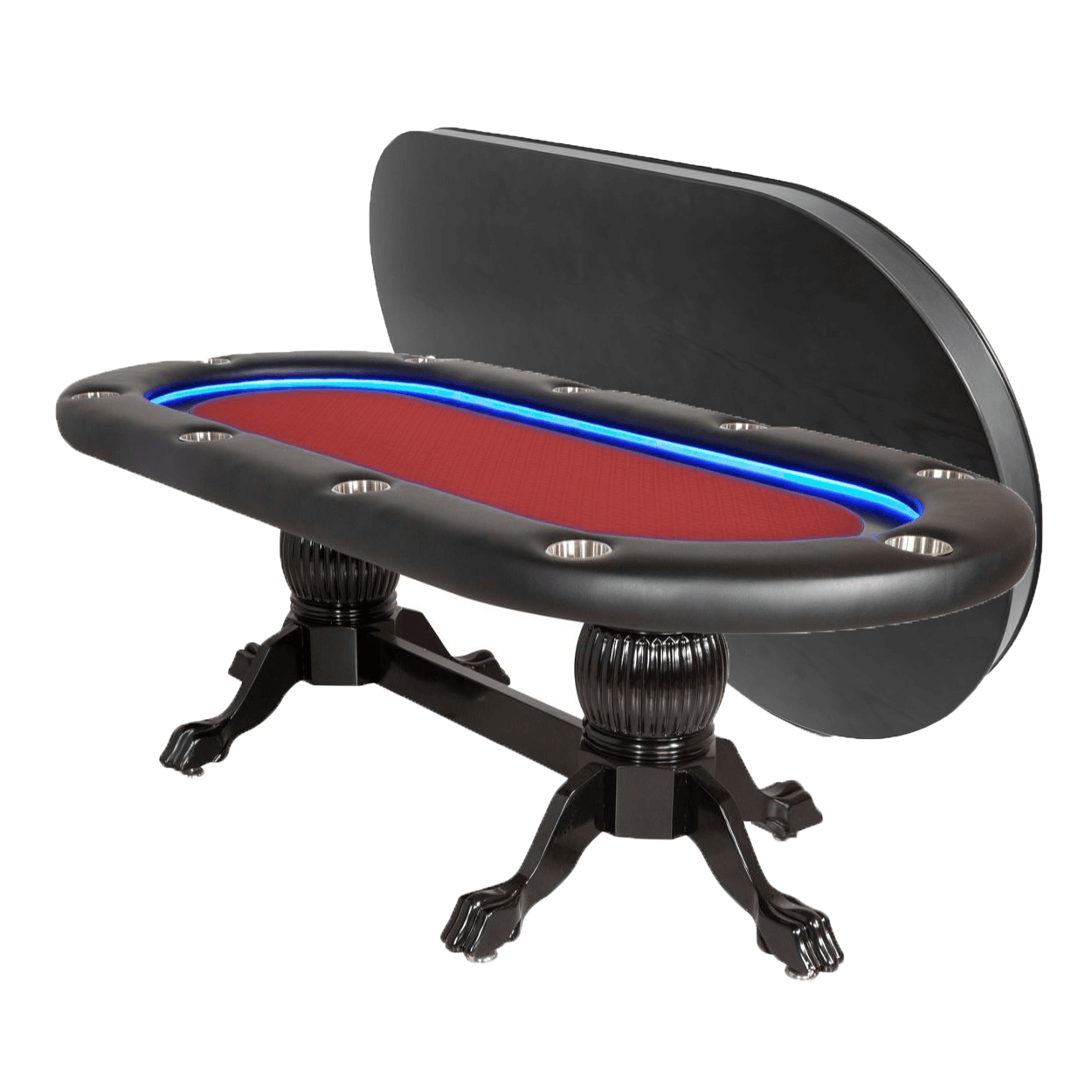 BBO Poker Tables Elite Alpha LED Black Oval Poker Table 10 Person - Upper Livin