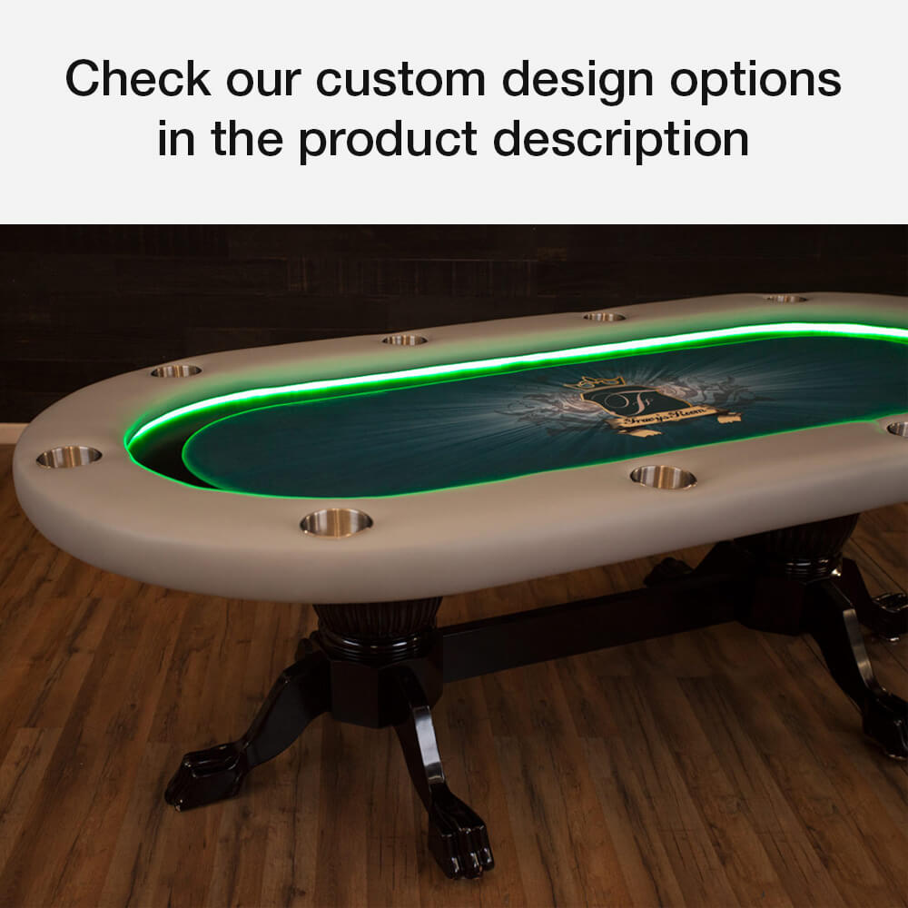 BBO Poker Tables Elite Alpha LED Black Oval Poker Table 10 Person - Upper Livin