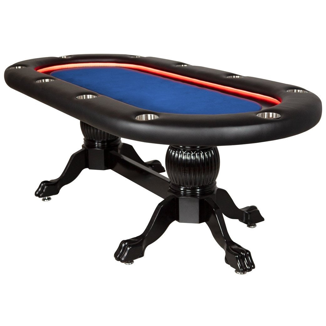 BBO Poker Tables Elite Alpha LED Black Oval Poker Table 10 Person - Upper Livin