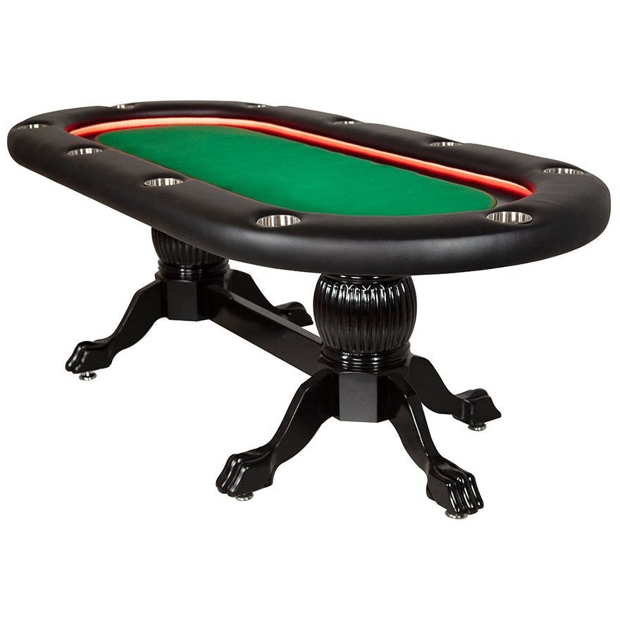 BBO Poker Tables Elite Alpha LED Black Oval Poker Table 10 Person - Upper Livin