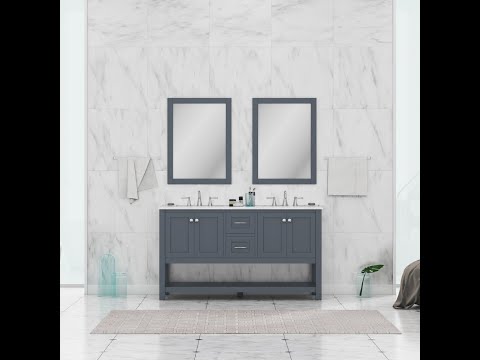 Alya Bath 60" Wilmington Double Bathroom Vanity Cabinet - Upper Livin