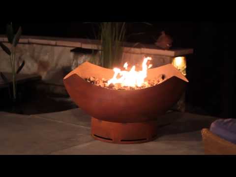 Fire Pit Art Manta Ray 36" Handcrafted Carbon Steel Gas Fire Pit - Upper Livin