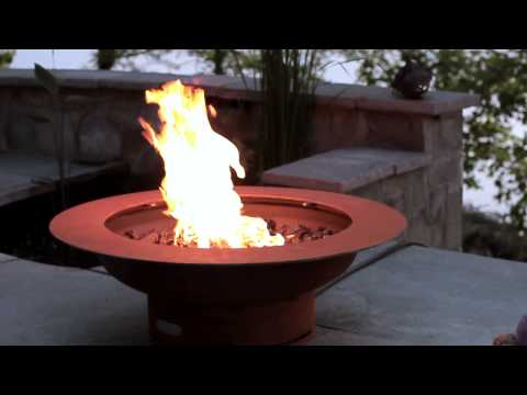 Fire Pit Art Saturn with lid 40" Handcrafted Carbon Steel Gas Fire Pit - Upper Livin