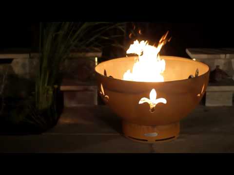 Fire Pit Art Fleur De Lis 36" Handcrafted Carbon Steel Gas Fire Pit - Upper Livin
