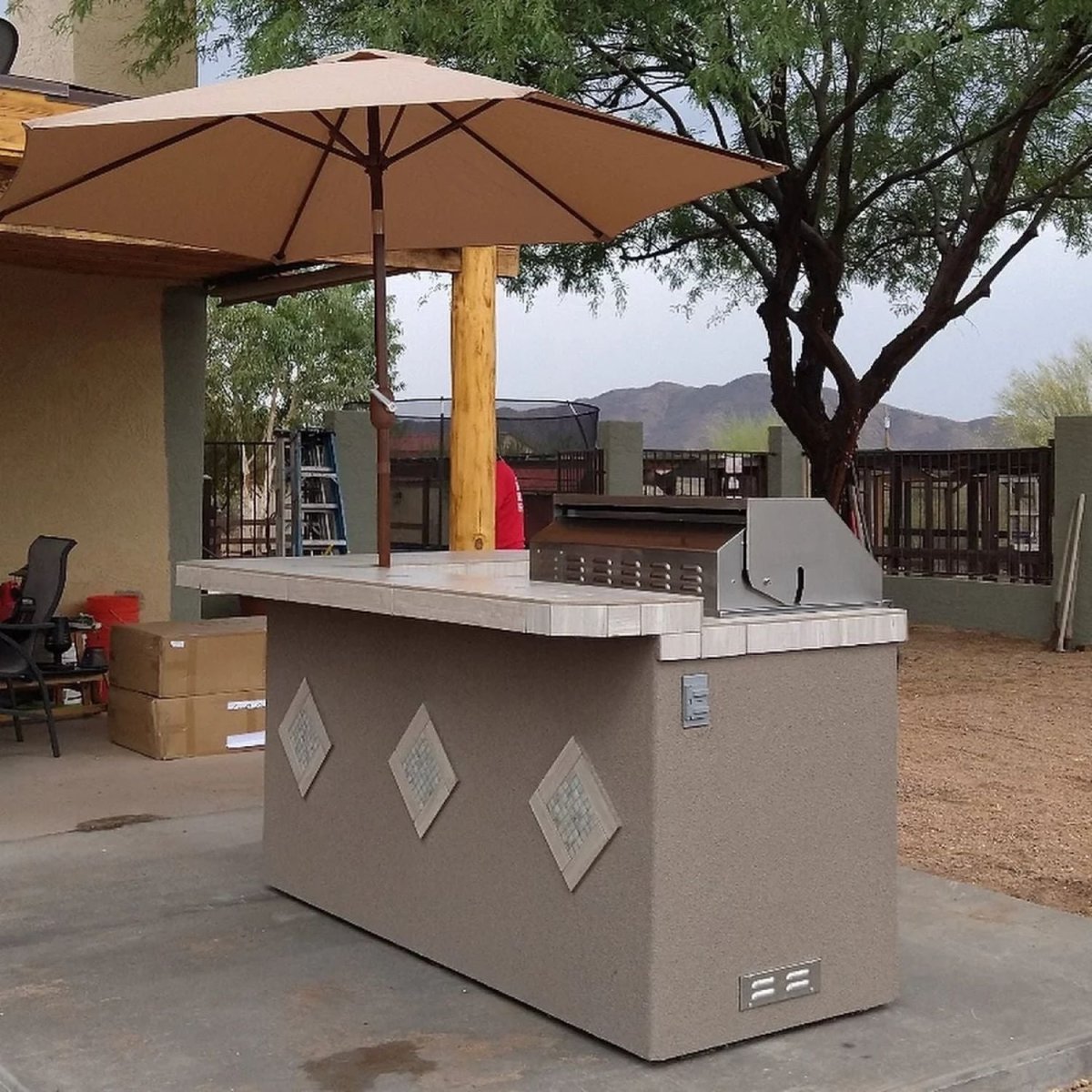 KoKoMo Grills St. John BBQ Island with High Bar Lights - Upper Livin
