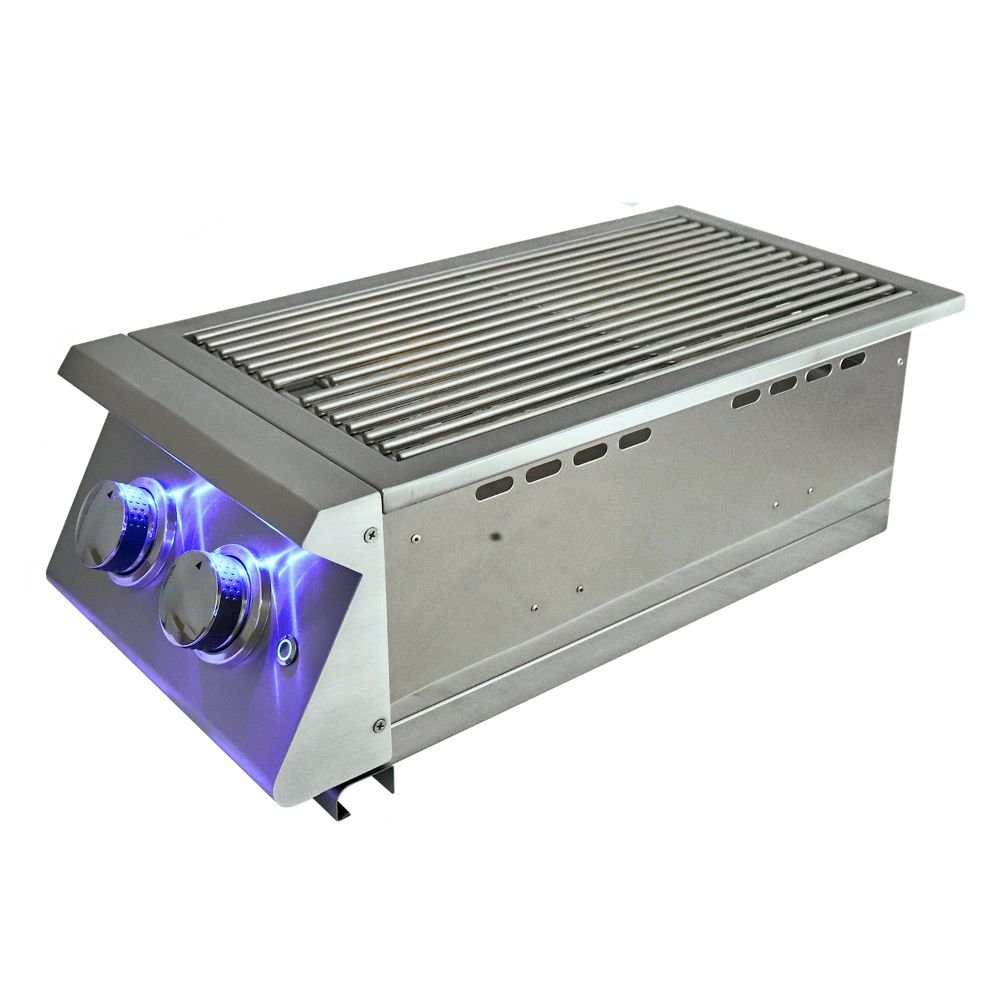 RCS Grills Premier Double Side Burner Slide in with Blue LED - Upper Livin