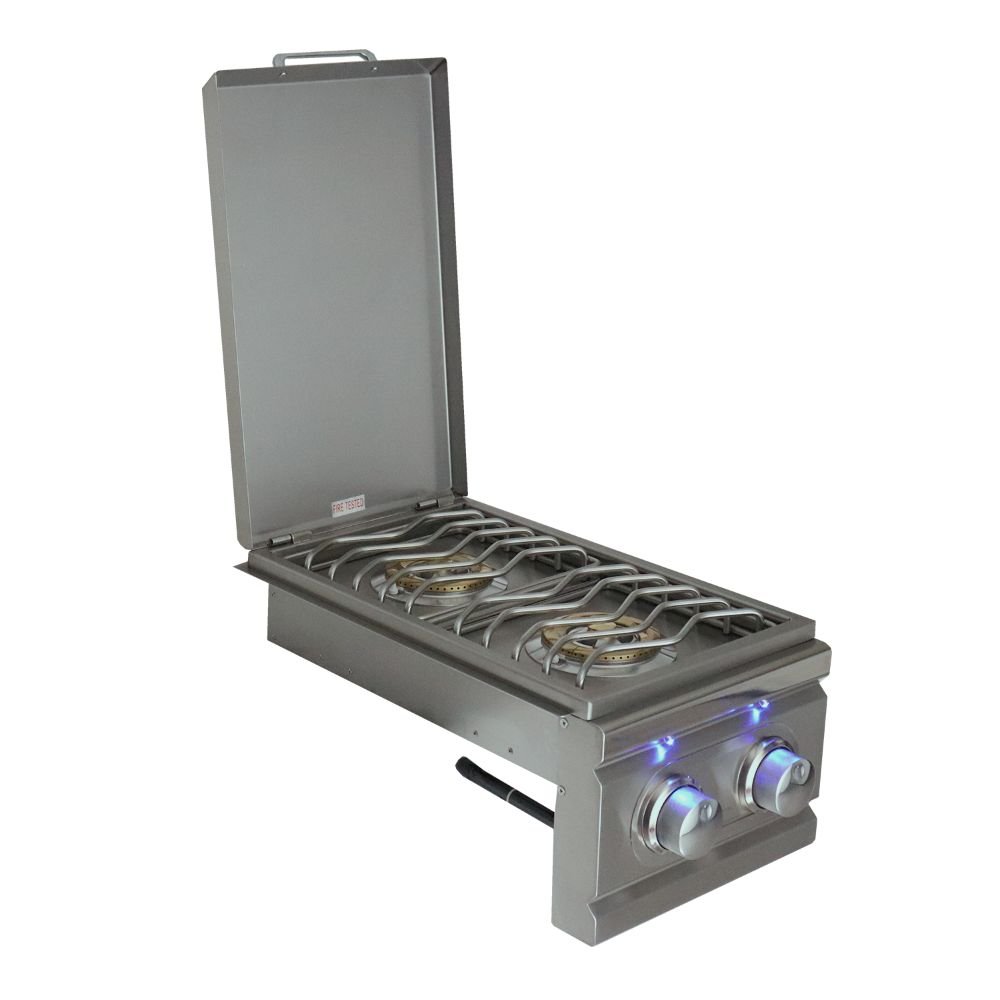RCS Grills Cutlass Pro Double Side Burner Slide-in W/Blue LED - Upper Livin