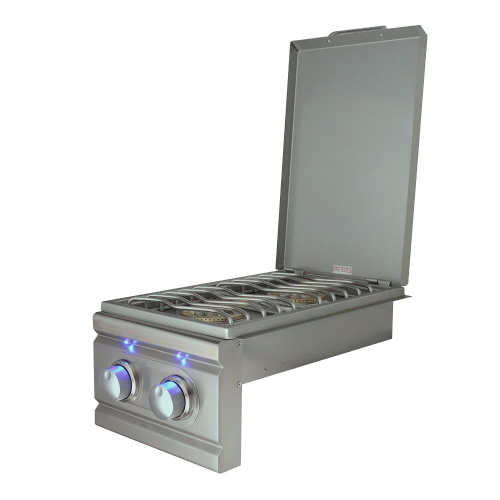 RCS Grills Cutlass Pro Double Side Burner Slide-in W/Blue LED - Upper Livin